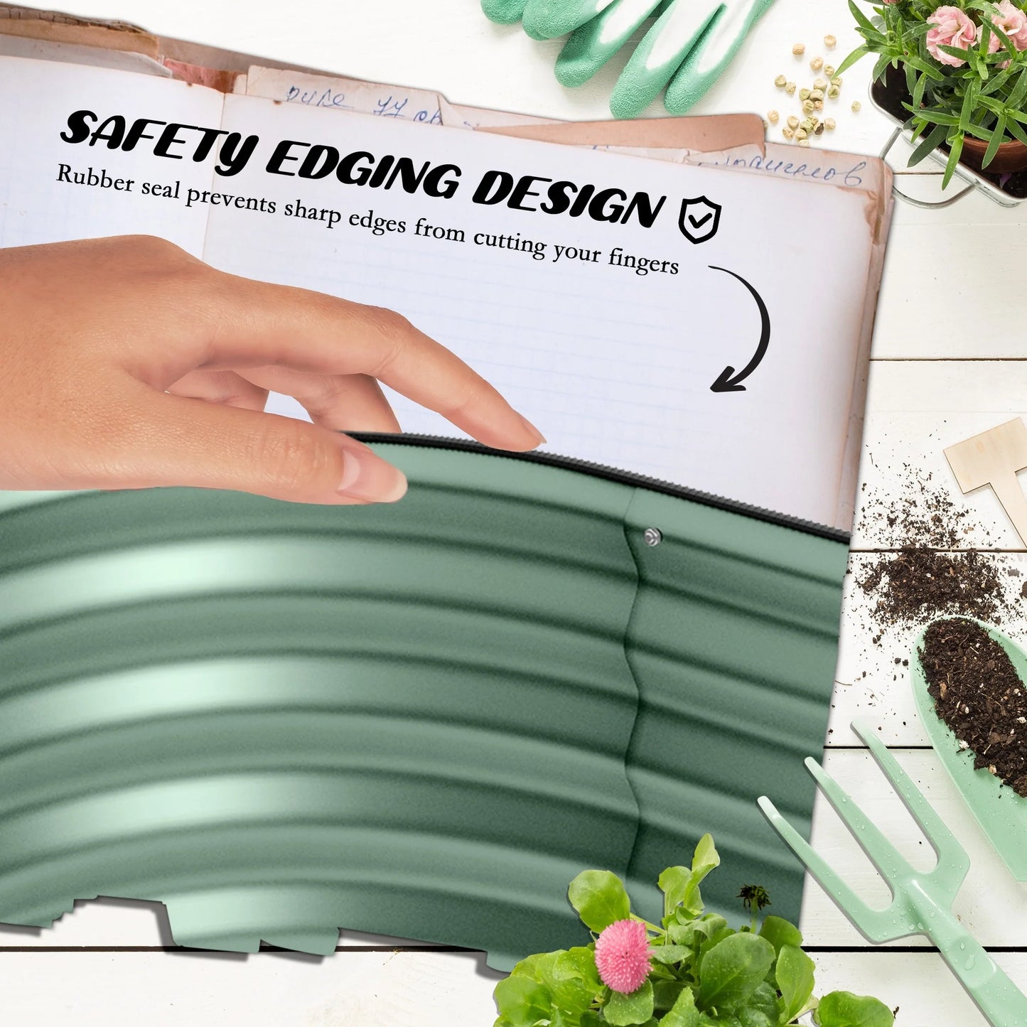 Outsunny 7.9' x 2' x 1' Galvanized Raised Garden Bed Kit, Outdoor Metal Elevated Planter Box with Safety Edging