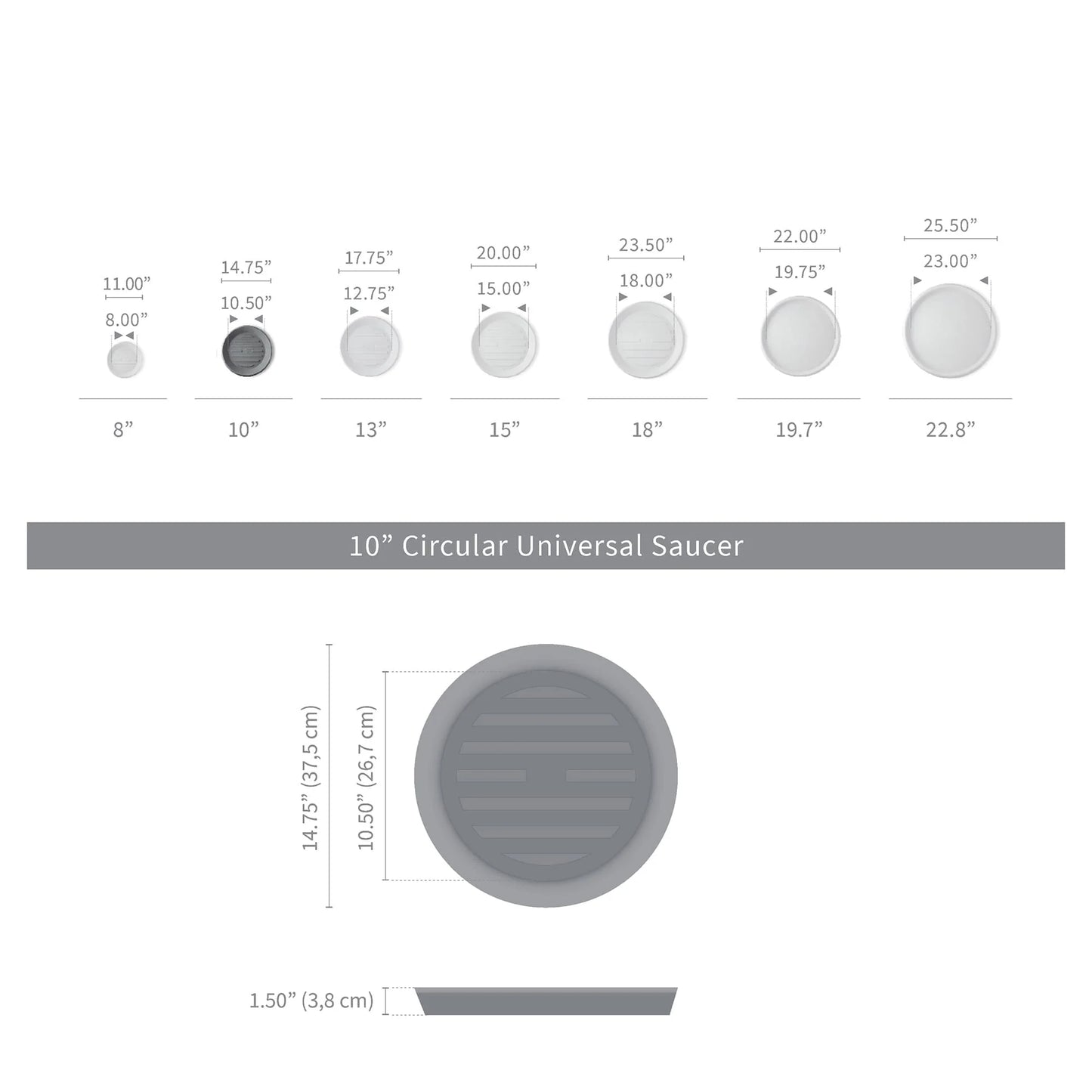 Universal Round Plant Saucer, Heavy Duty Planter Tray