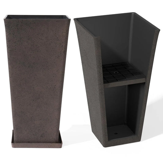 30 inch Tall Planters Set of 2, Indoor/Outdoor Rectanglar Large Planters,V Shaped Taper Planters for Front Door