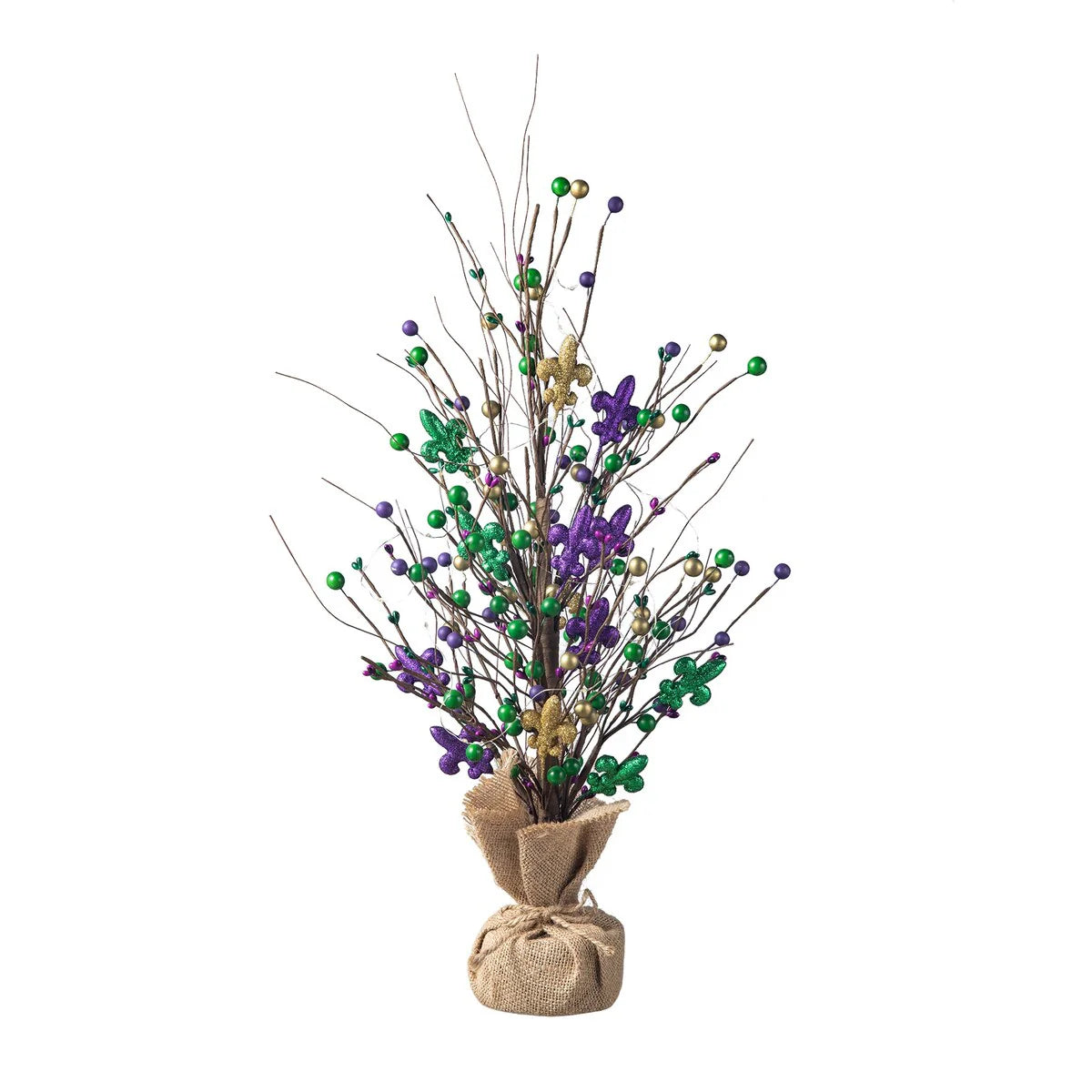 Glitzhome Heart Berry & Fleur-de-Lis Tree Valentine's & Mardi Gras Tree
