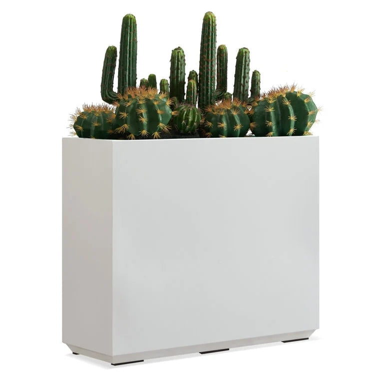 Metallic Heavy Planter for Outdoor Plants, 24.02" H x 30" W x 9.84" D	Tall and Long Metal Divider Planter Box