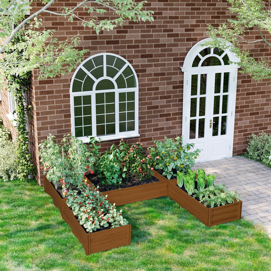 Outsunny 7.5x7.5ft DIY Raised Garden Bed, Set of 5 Large Wooden Box Planters for Outdoor Plants