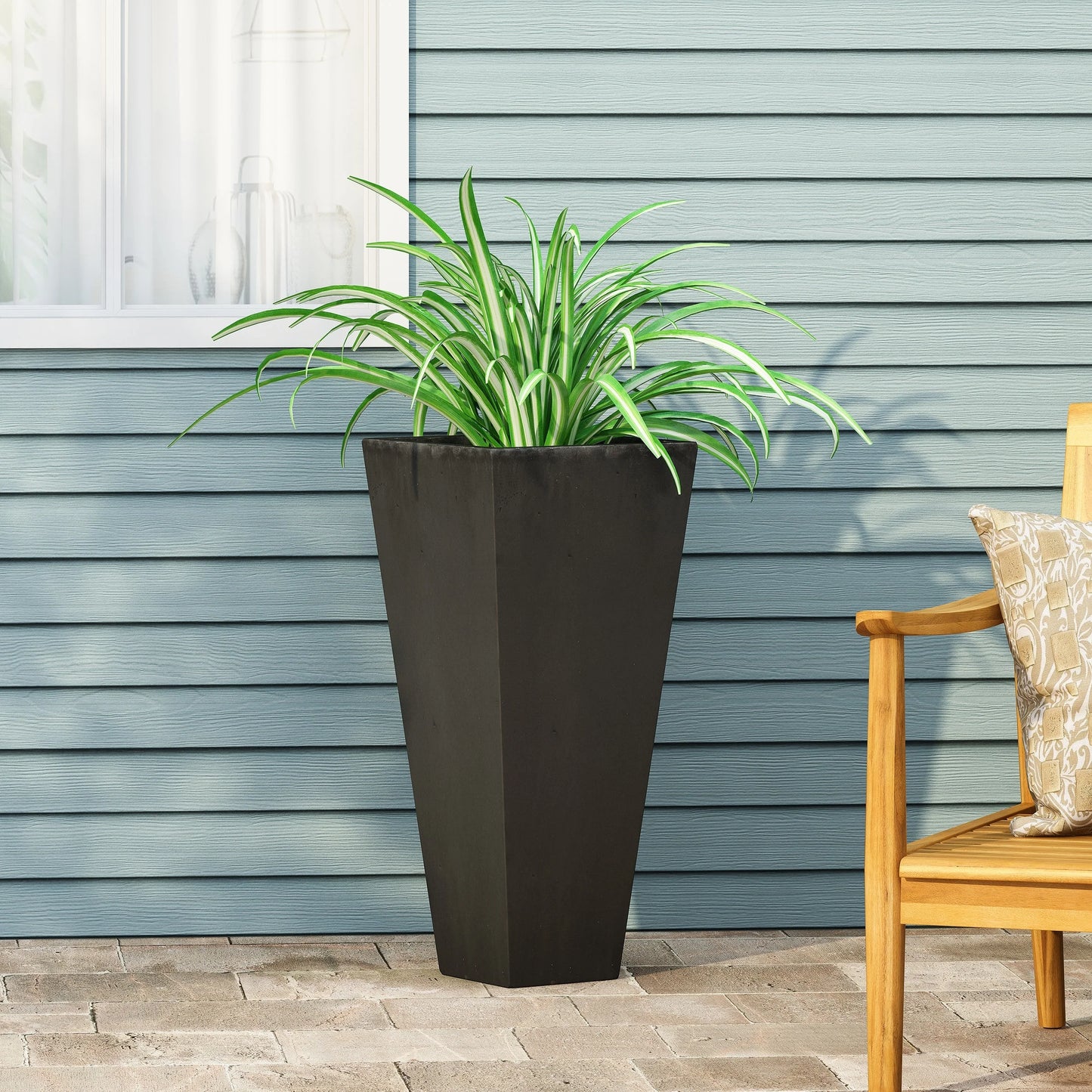 Ella Outdoor Modern Cast Stone Planter by Christopher Knight Home