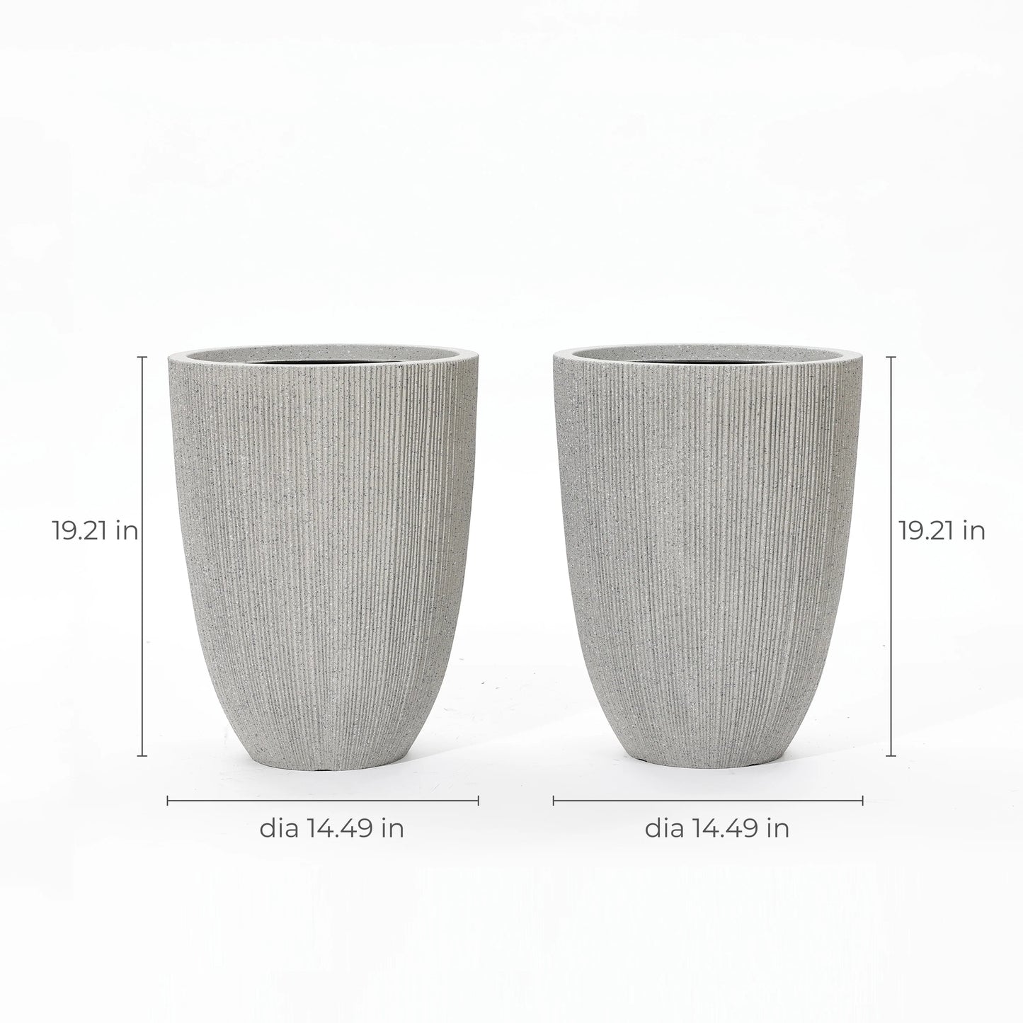 2-Piece Tall Tapered Round Plastic Planters Set, Mediterranean Style