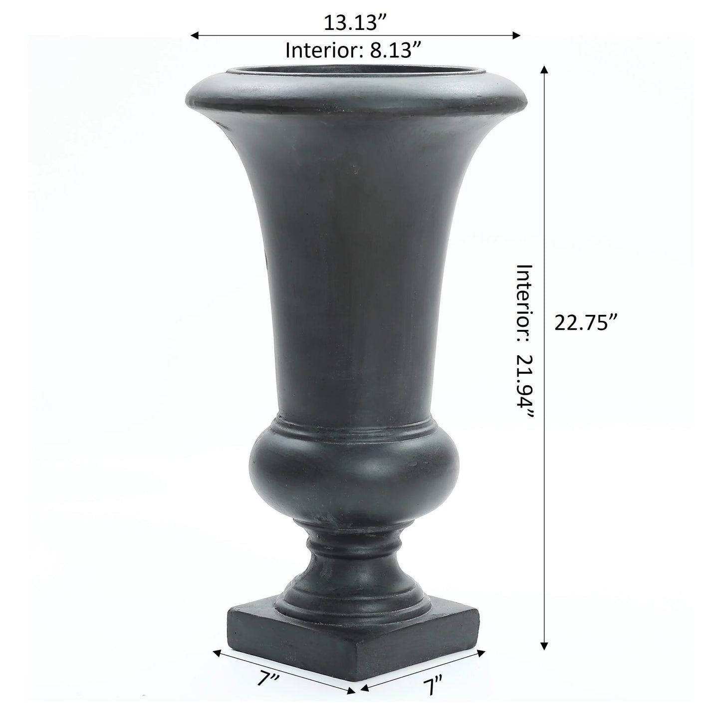22.75" H Handmade Fiber Stone Tall Urn Planter Pot