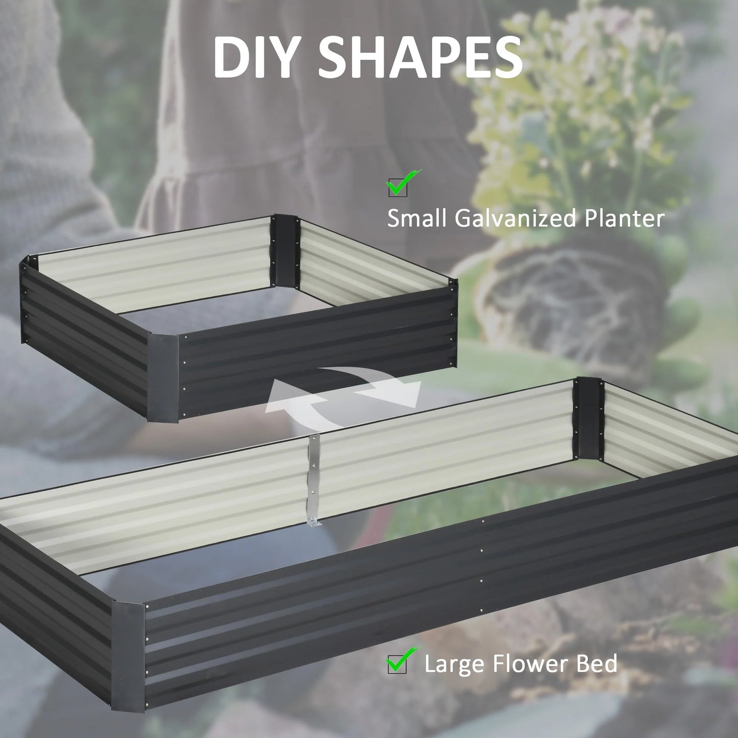 Outsunny 95" x 36" x 12" Galvanized Raised Garden Bed, Metal Elevated Planter Box, Easy DIY and Cleaning for Growing Flowers