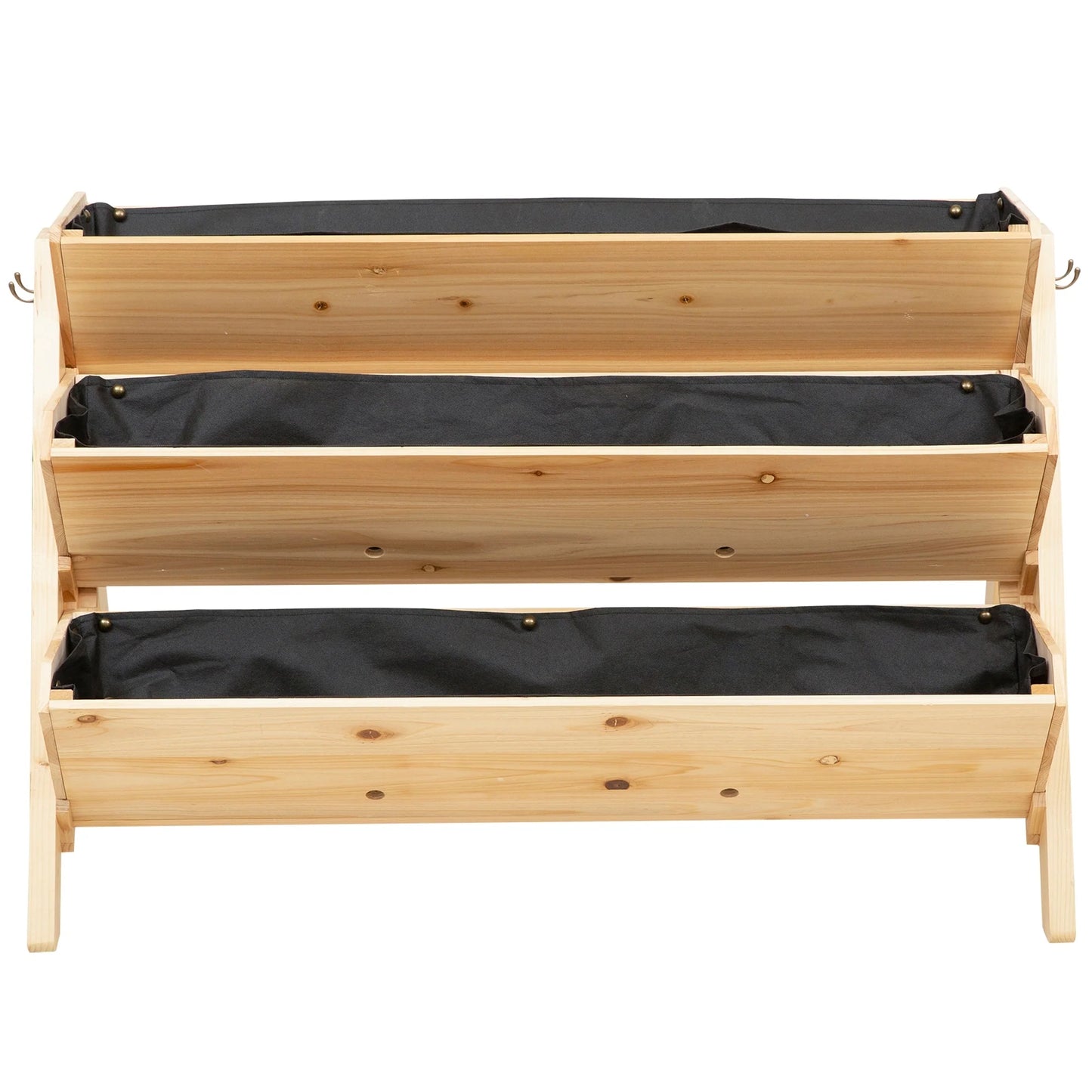 Outsunny 47" x 27" x 32" 3-Level Wooden Plant Stand & Raised Garden Bed with Hooks & Clapboard for Tools