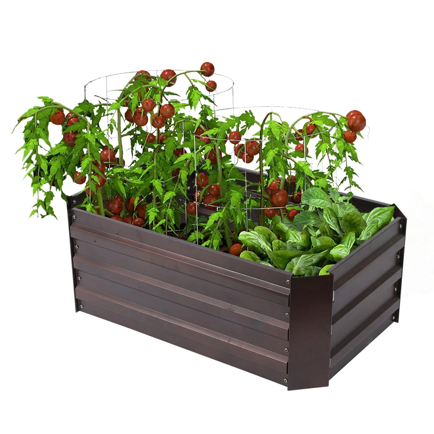 Brown Metal Rectangular Garden Bed Planter - 32" W x 20.2" D x 11.8" H