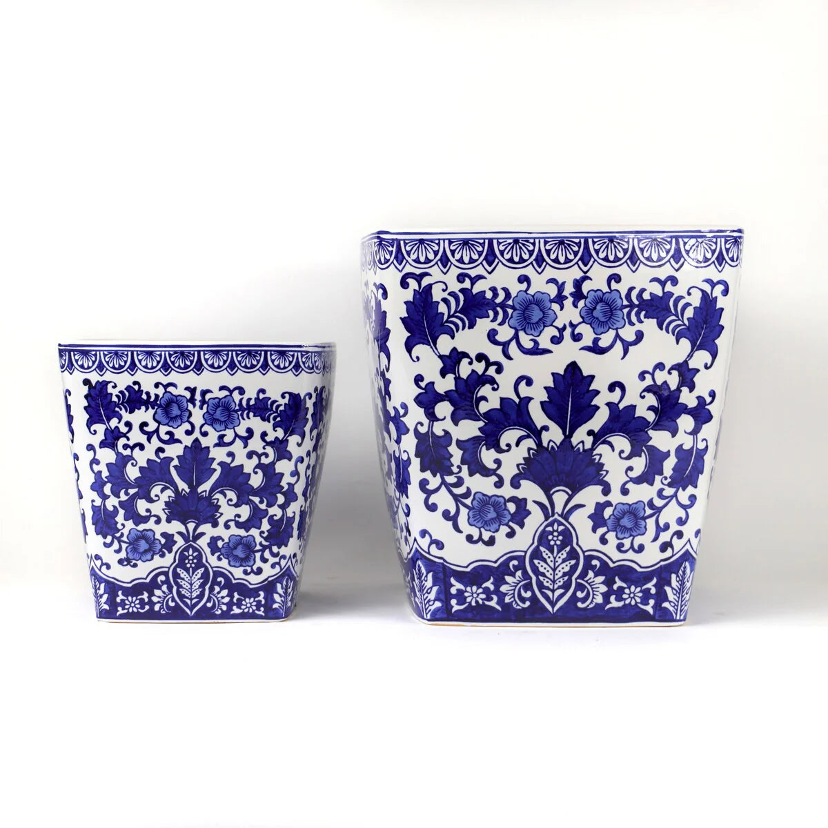 Euro Ceramica Blue and White Ceramic Camelia Garden Planter
