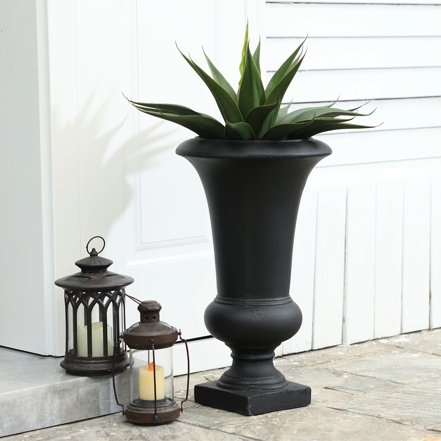 22.75" H Handmade Fiber Stone Tall Urn Planter Pot
