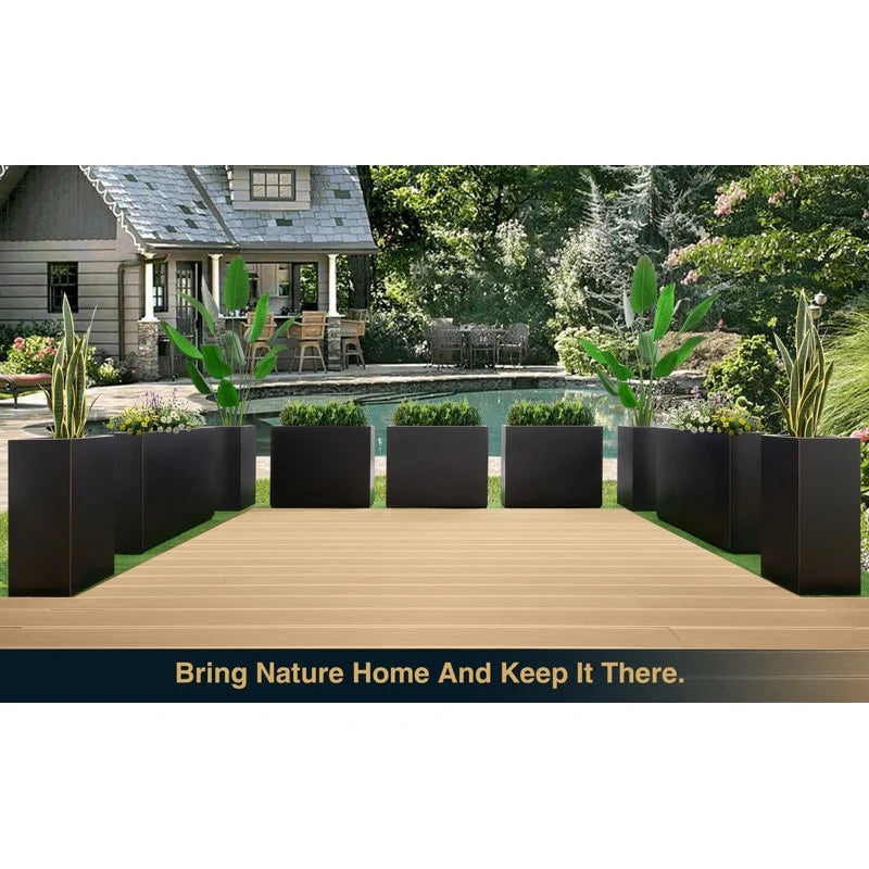 Metallic Heavy Planter for Outdoor Plants, 38Lx10Wx30H Inches Tall and Long Metal Divider Planter Box - 38"x30"x10"