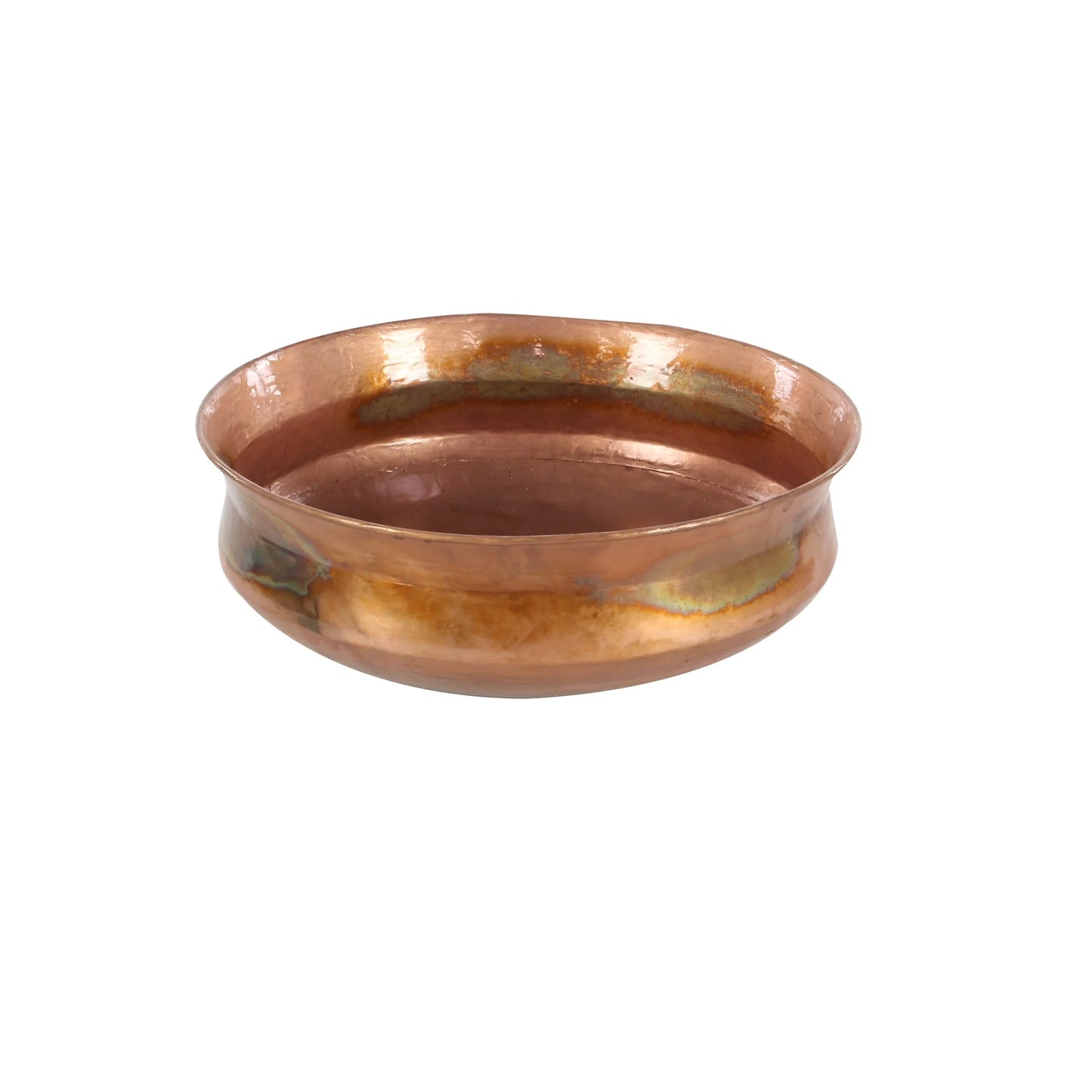 Metal Wide Weathered Low Bowl Planter - Set of 4 Copper - Roche River Decor - 22"W x 22"L x 7"H