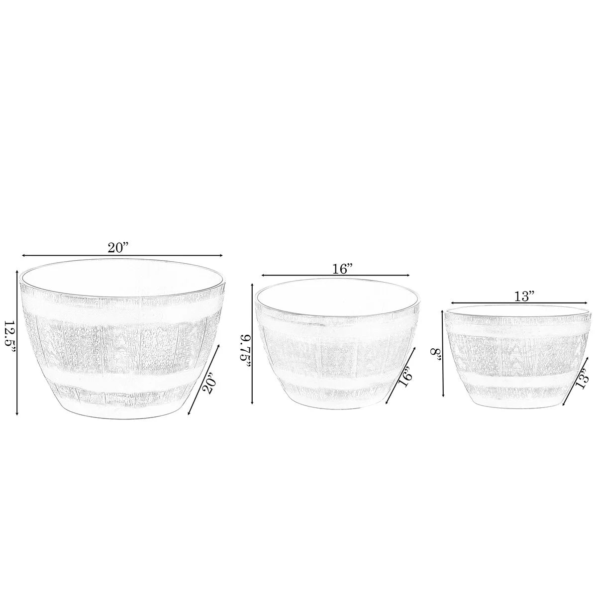 Brown Outdoor Rustic Half Barrel Flower Garden Planter Bowl, Plastic