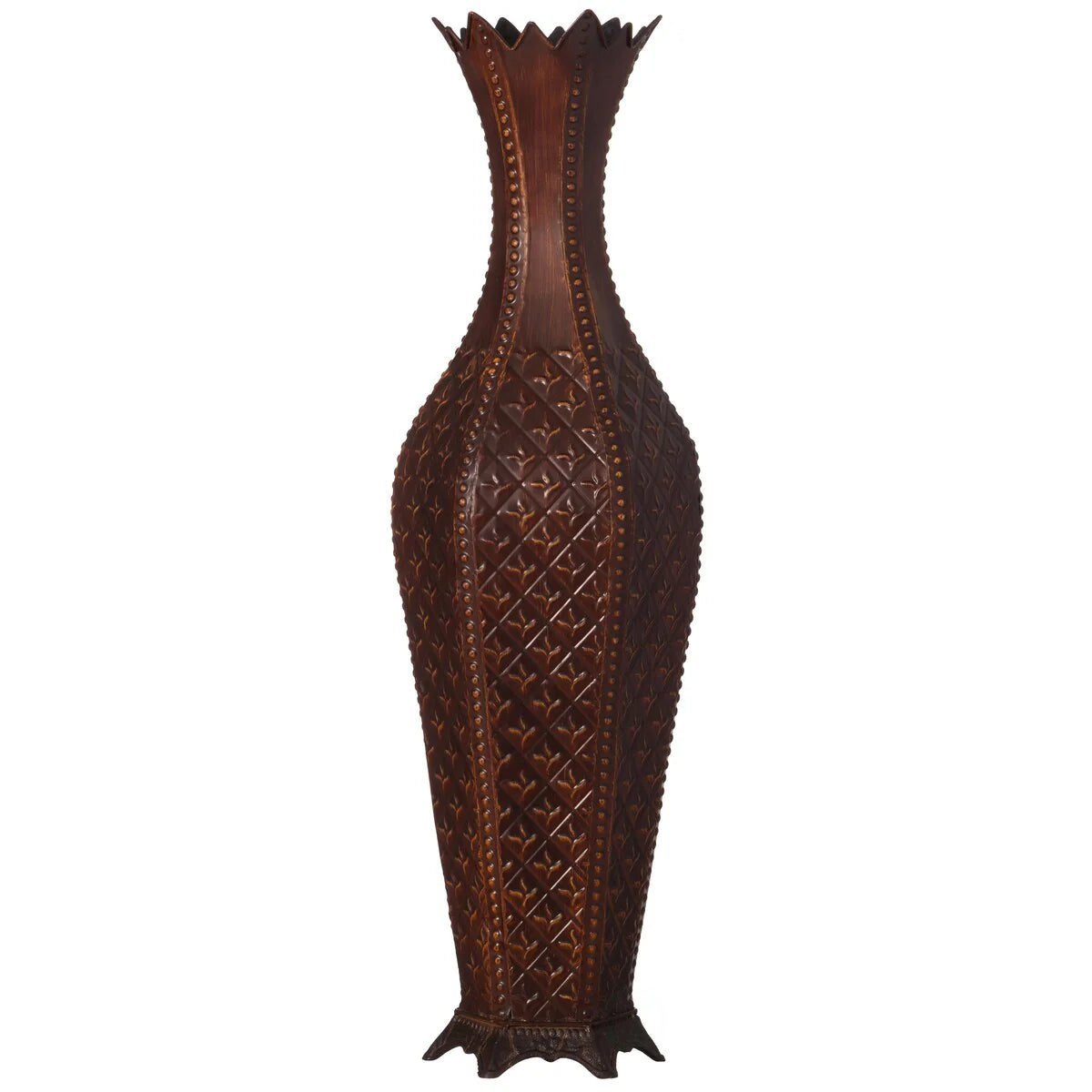 34-Inch Brown Metal Floor Vase: Elegant Centerpiece Home Decor, Dried Flower, Artificial Flower, Living Room, Bedroom Decoration