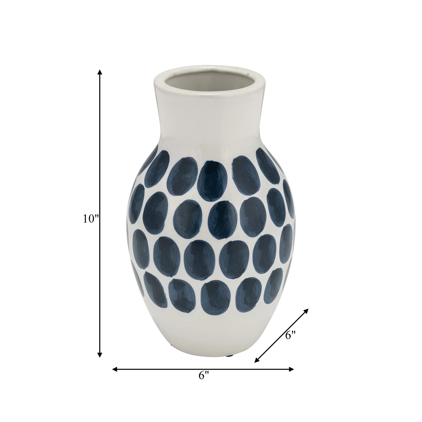 Sagebrook Home Ceramic Abstract White and Polka Dot Vase