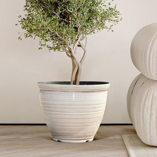 Ivory White Bell Round Recyled Plastic Planter