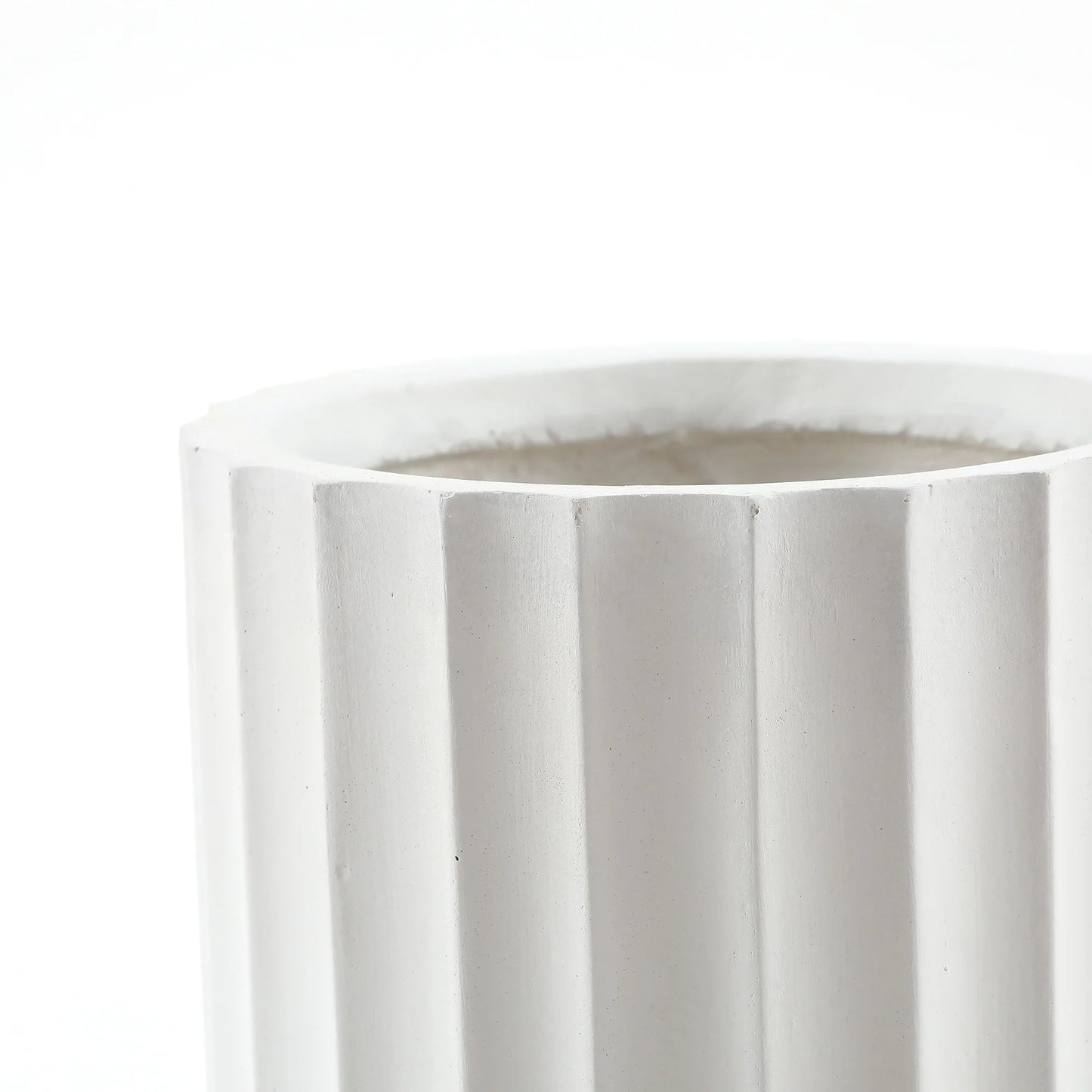 Handmade White Geometric Pattern Fiber Stone Round Tall Pot Planters