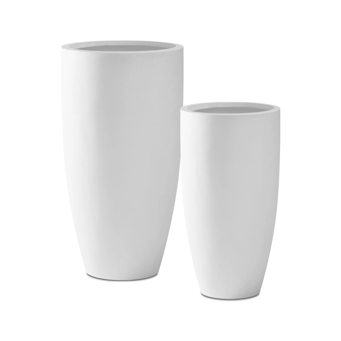 Kante 31.4" and 23.6"H Weathered Finish Concrete Tall Planters (Set of 2), Large Outdoor Indoor