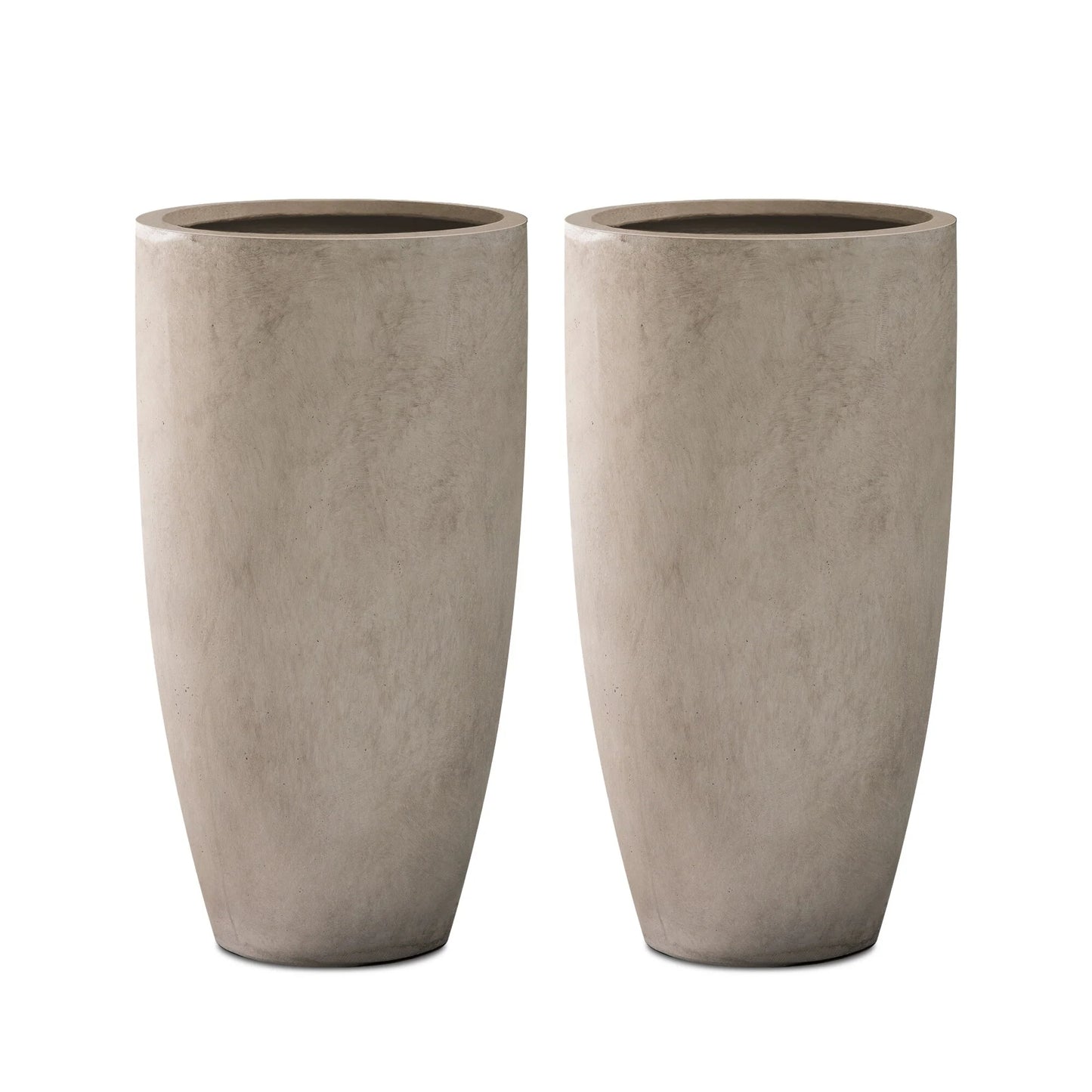 Plantara 24" H Tall Concrete planter(Set of 2), Large Outdoor Plant pot, Modern Tapered Flower pot for Garden