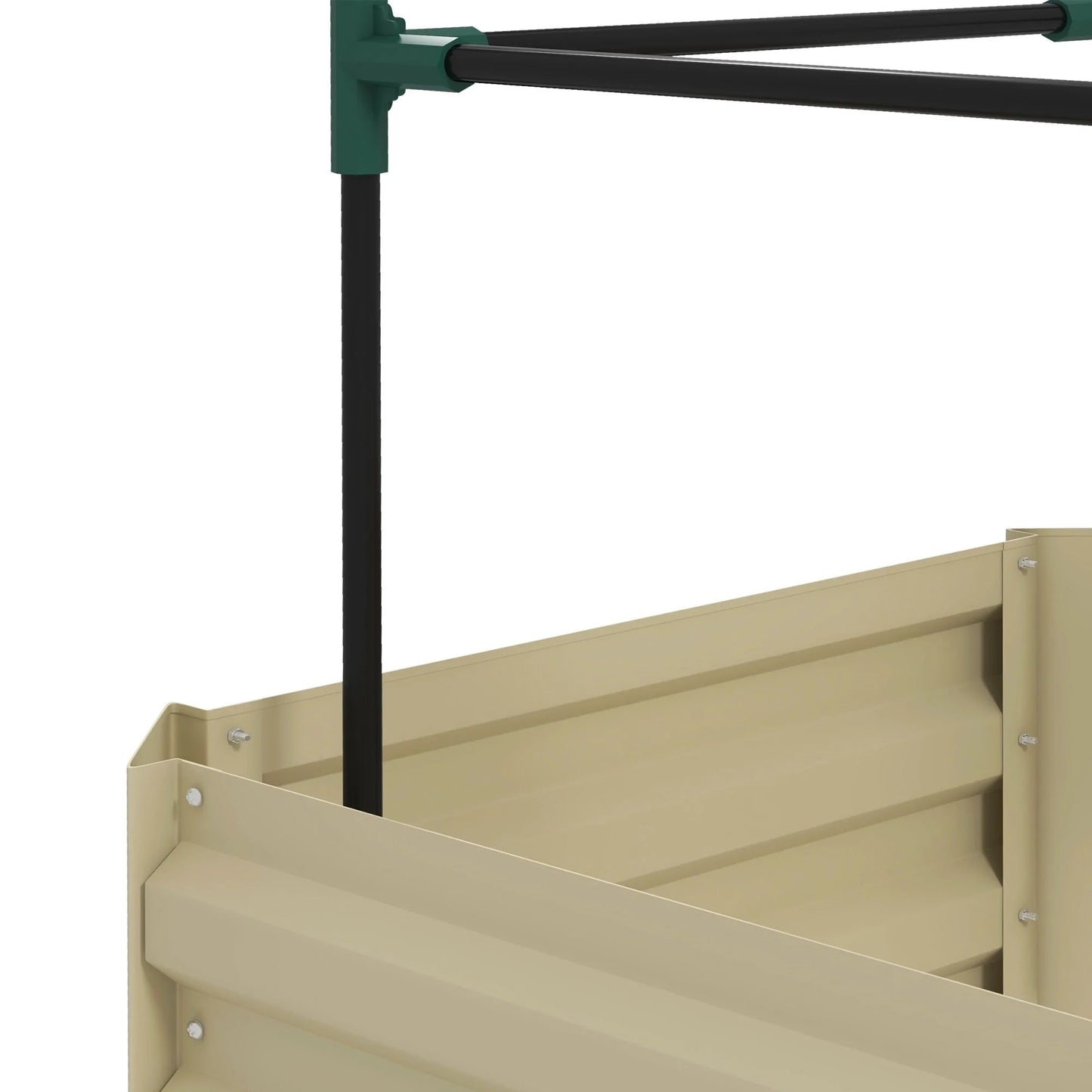 Outsunny Galvanized Raised Garden Bed, 24" x 24" x 11.75" Outdoor Planter Box with Trellis Tomato Cage and Open Bottom