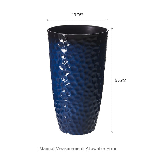 Glitzhome 23.75"H Set of 2 Oversized Eco-Friendly PP and Stone Honeycomb Textured Blue/Green/Red Tall Plastic Planter