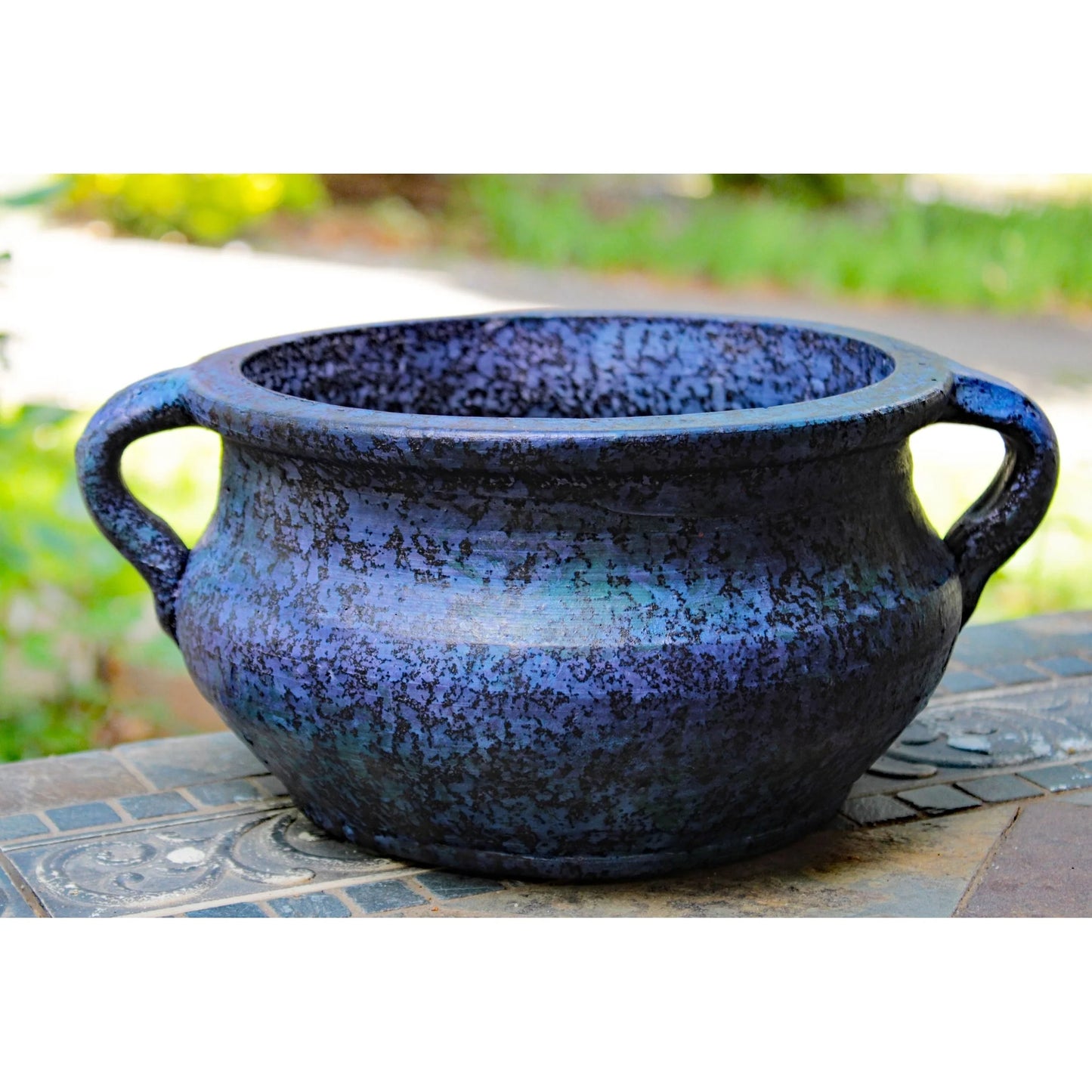 Egyptian Era Terracotta Planter in Blue,Green, Red, Purple in 2 sizes