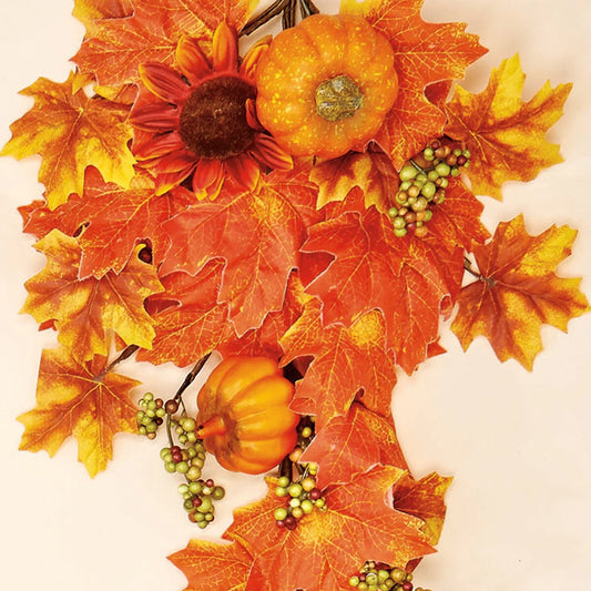 22" Weatherproof Sunflower, Leaf & Pumpkin Teardrop