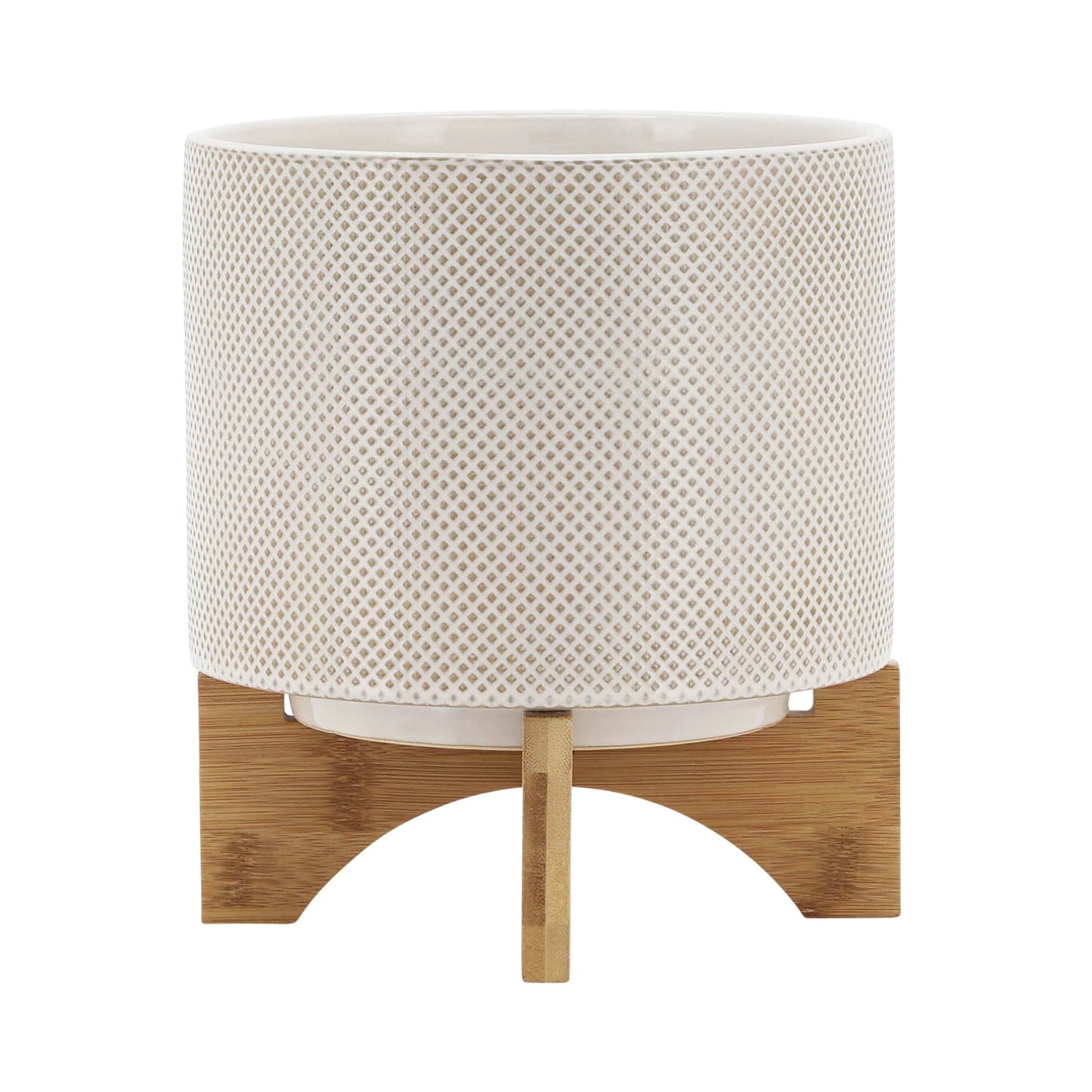 Sagebrook Home Modern Textured Ceramic Planter with Stand Indoor Outdoor