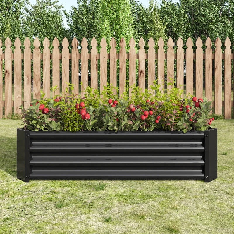 Metal Raised Garden Bed Outdoor Rectangle Planter Box for Gardening
