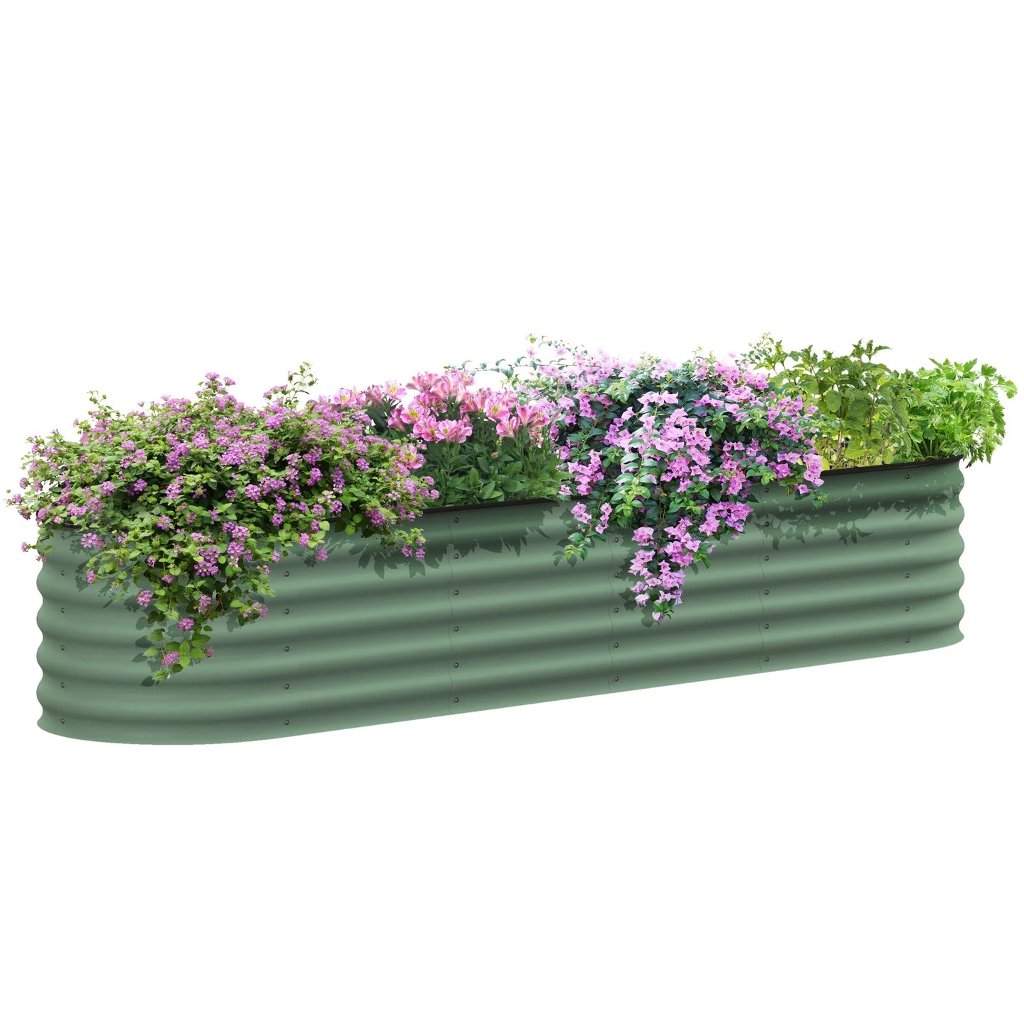 Outsunny 7.9' x 2' x 1.4' Galvanized Raised Garden Bed Kit, Outdoor Metal Elevated Planter Box