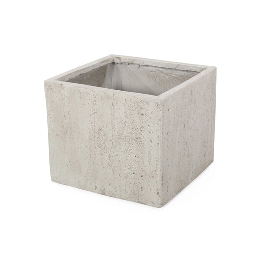 Ella Outdoor Cast Stone Square Planter by Christopher Knight Home