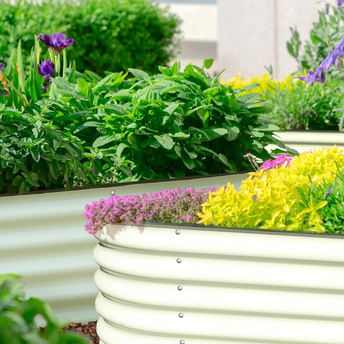 VEIKOUS 9-in-1 Modular Galvanized Metal Raised Garden Bed Kit for Outdoor Planters