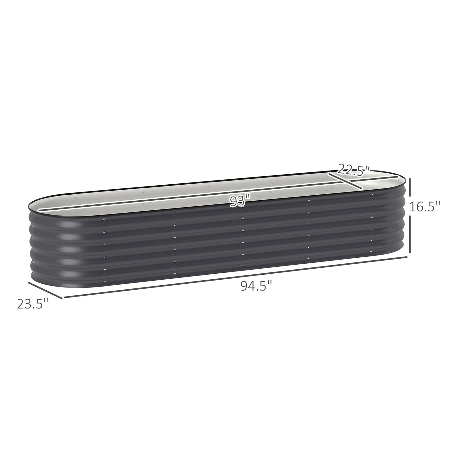 Outsunny 7.9' x 2' x 1.4' Galvanized Raised Garden Bed Kit, Outdoor Metal Elevated Planter Box