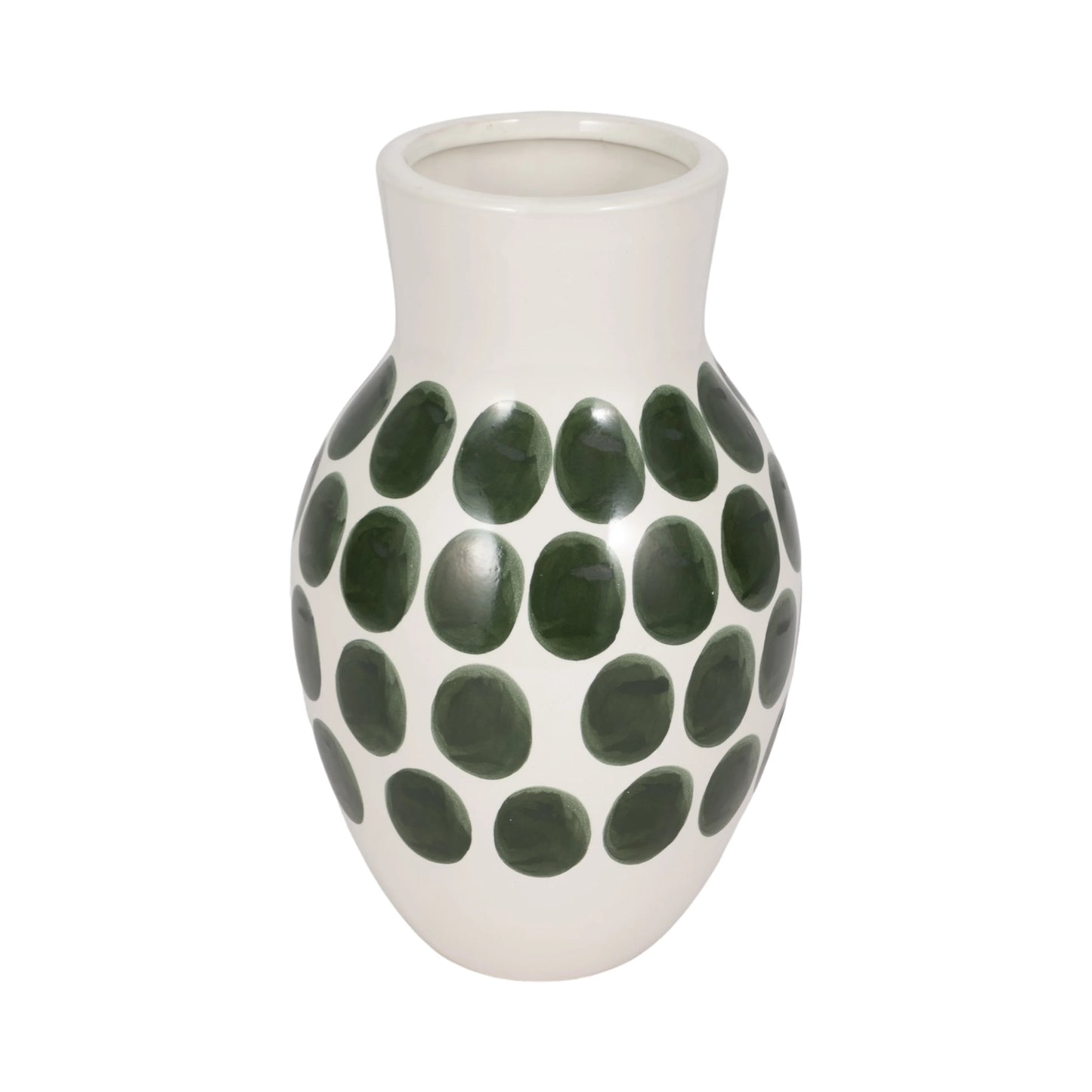 Sagebrook Home Ceramic Abstract White and Polka Dot Vase
