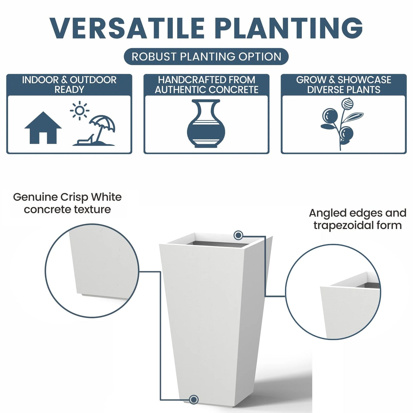 Tall Concrete Rectangle Plant Boxes / Large Indoor and Outdoor Flower Planters