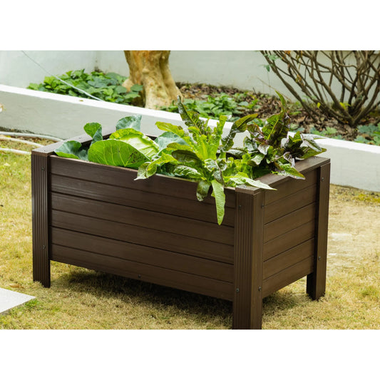 New Age Garden® ECOFLEX® Composite Rectangular Herb Flower Garden Planter, Walnut
