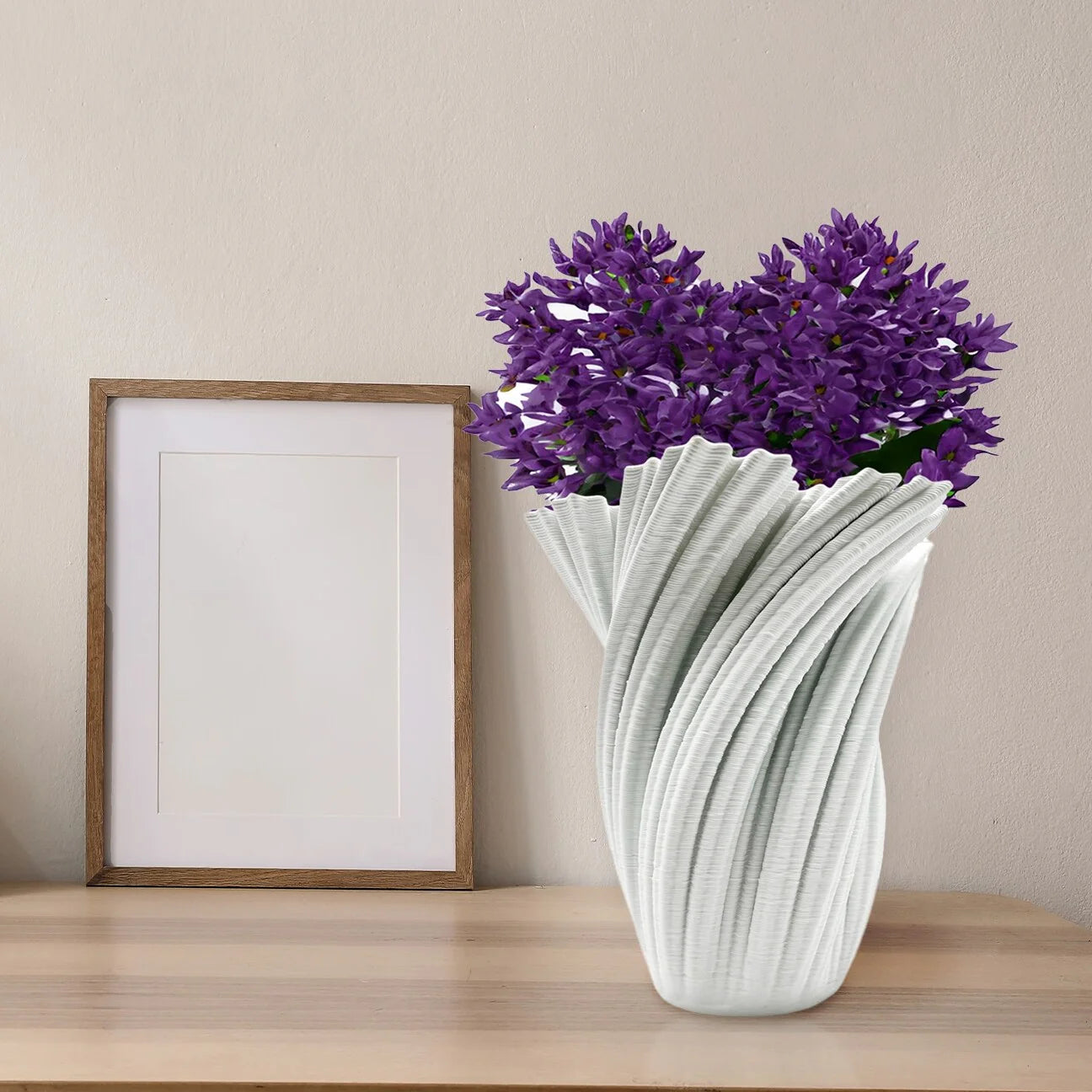 11 Inch Tall White Ceramic Vase
