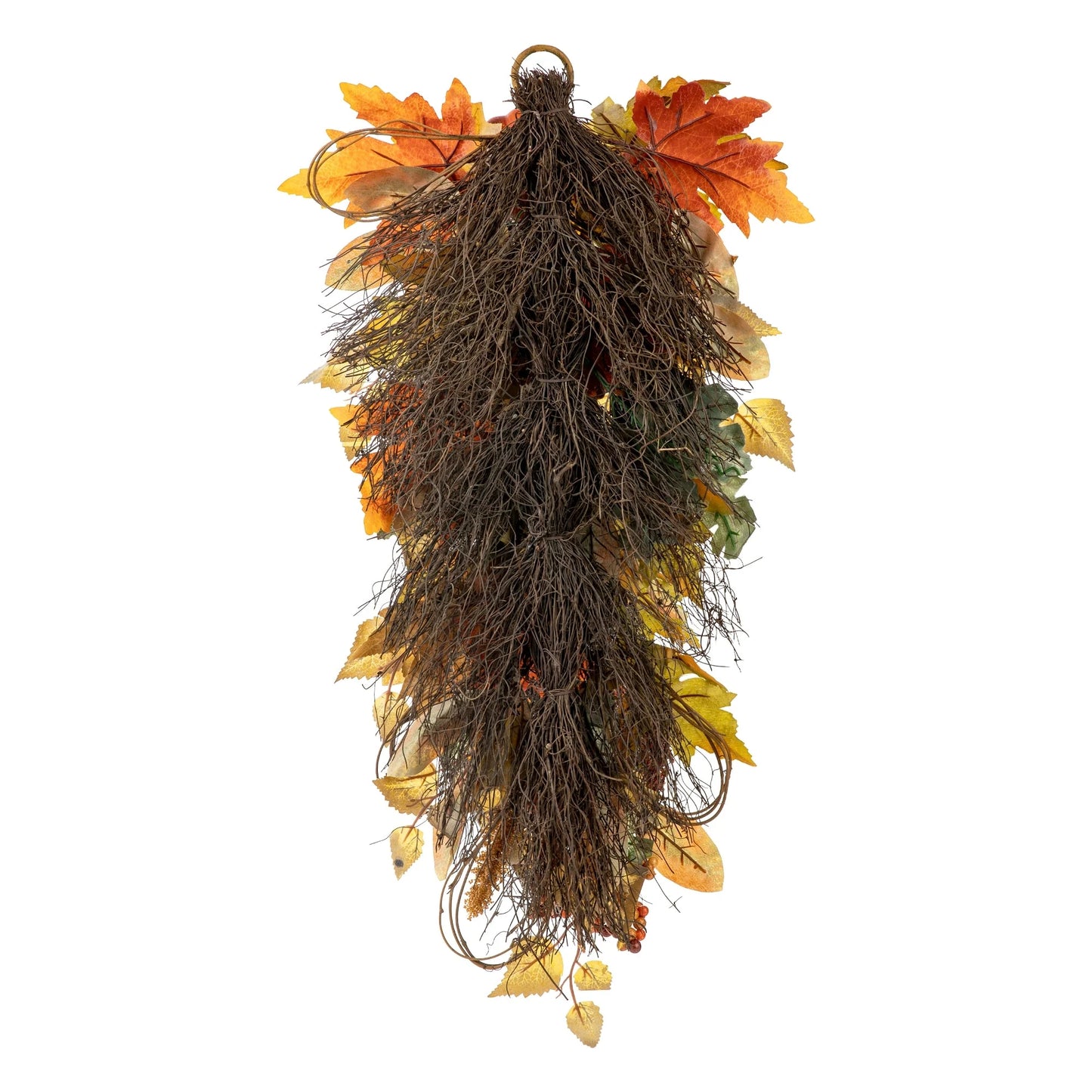 Glitzhome 26"H Fall Sunflower Pumpkin Lotus Leaf Teardrop Swag for Thanksgiving