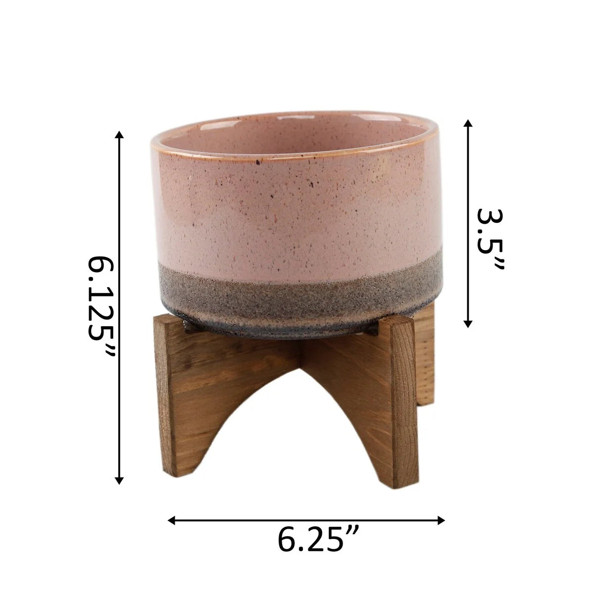 Mid-Century 6.25" Lava Pot on Woodstand