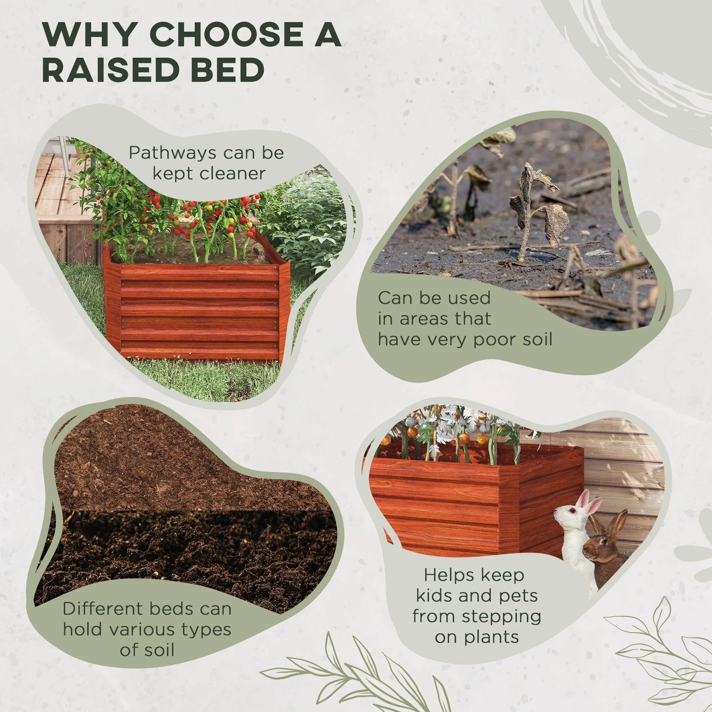 Outsunny Raised Garden Bed, 71" x 36" x 23" Galvanized Steel Planters for Outdoor Plants with Reinforced Rods
