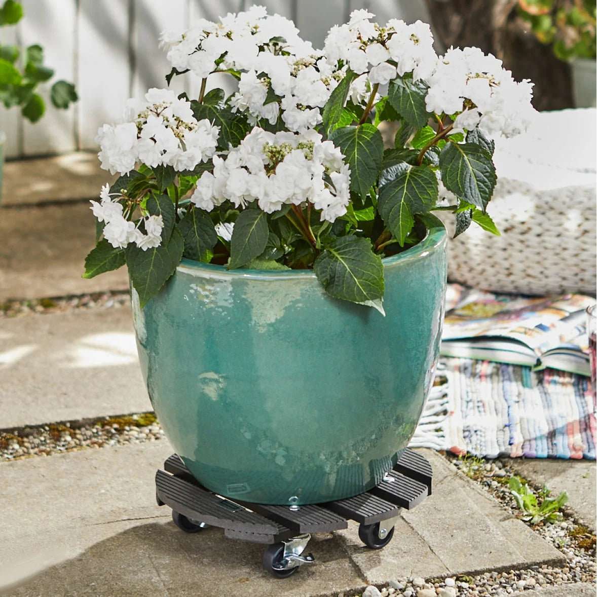 WAGNER design yourself 11.4" Round WPC Plant Caddy, Indoor/Outdoor, with Brakes