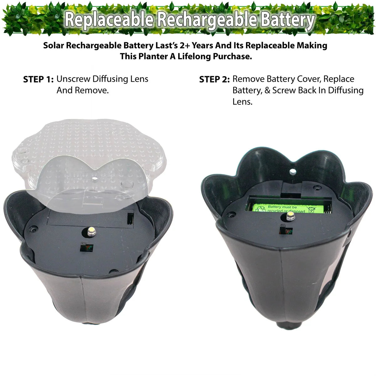 Solar Hanging Planter w/ LED Light Self-Watering Outdoor Flower Basket Hanger