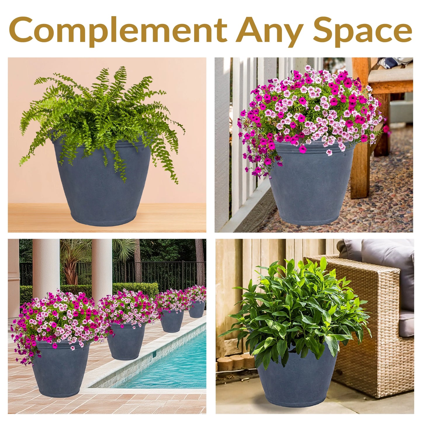 Sunnydaze Anjelica Outdoor Flower Pot Planter - Slate Finish - 24-Inch