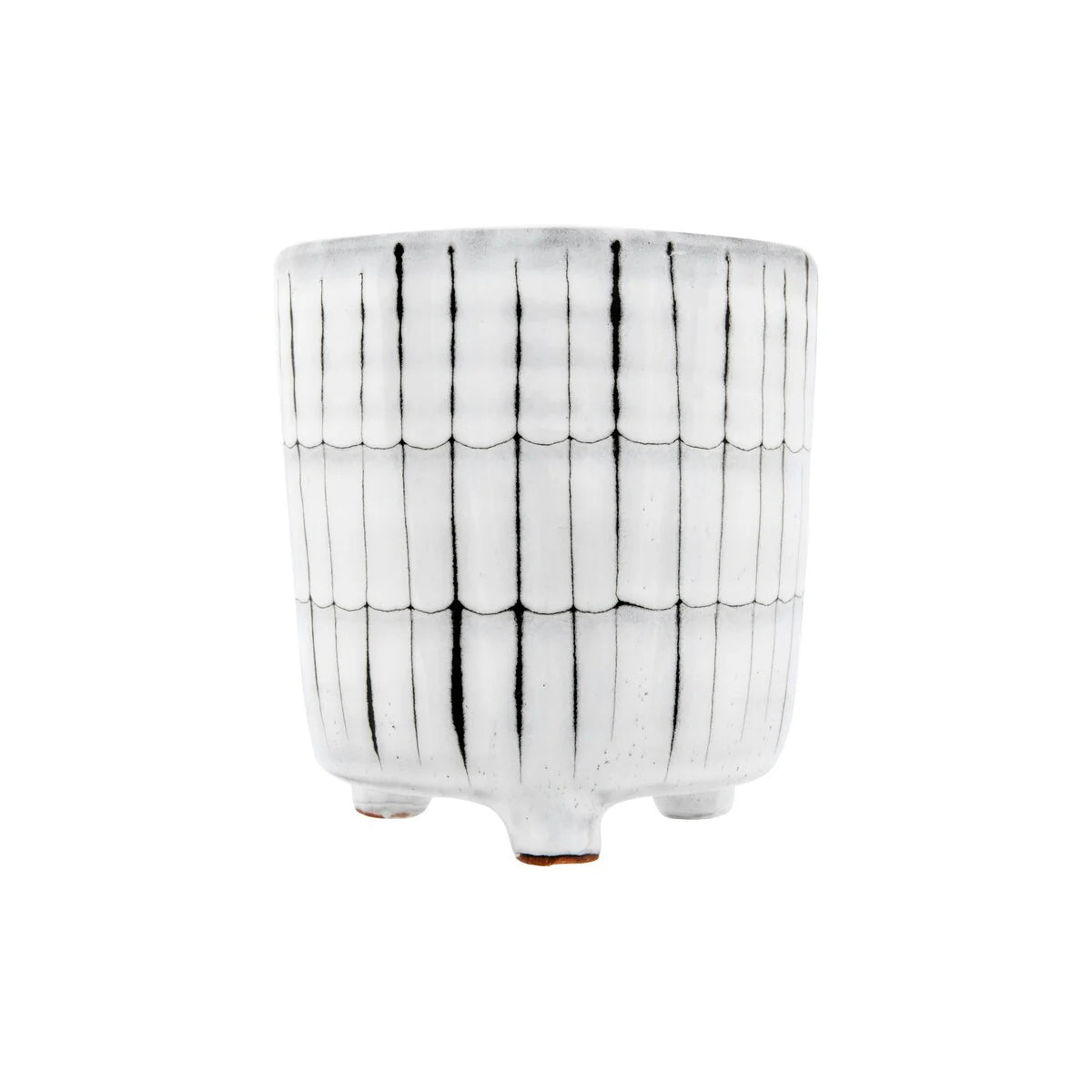 White & Black Terracotta Footed Planter