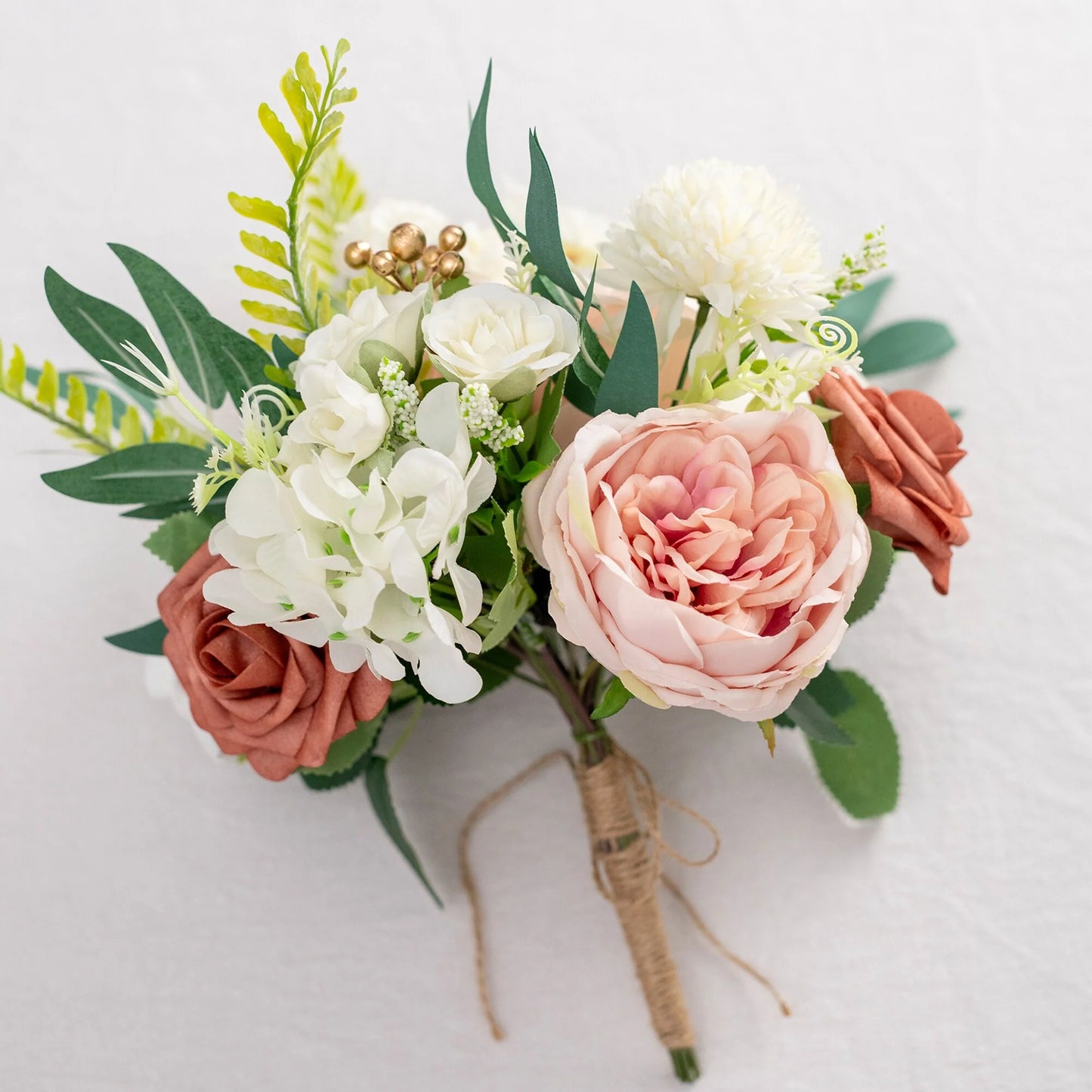 11 Inch Wedding Bouquet, Boho Bridesmaid Bouquet, Real Touch Bridal Bouquet, Floral Arrangement for Wedding