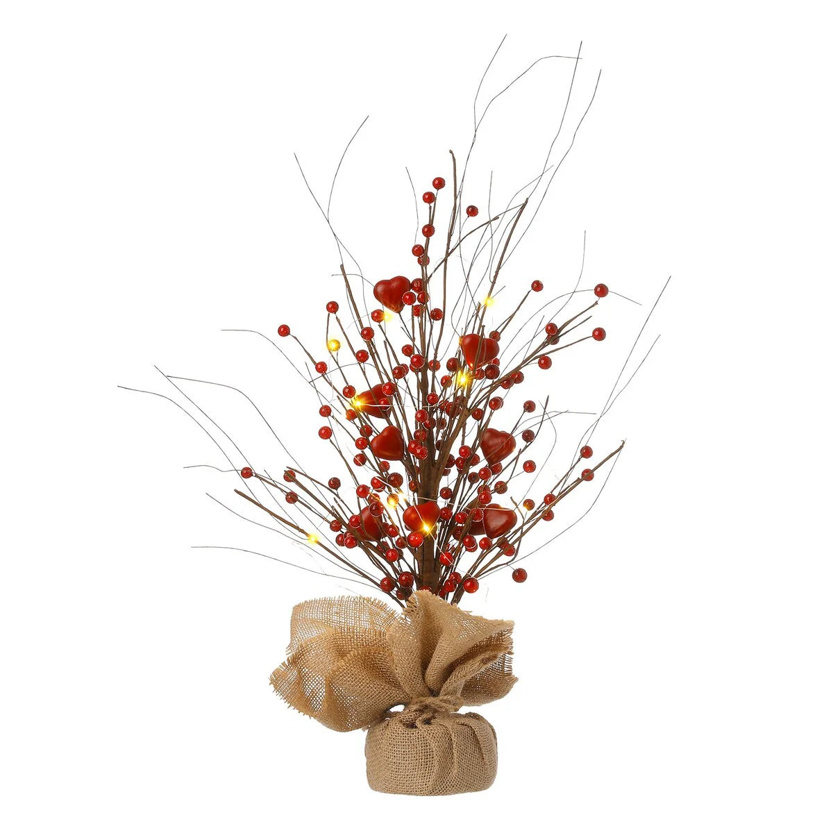 Glitzhome Heart Berry & Fleur-de-Lis Tree Valentine's & Mardi Gras Tree