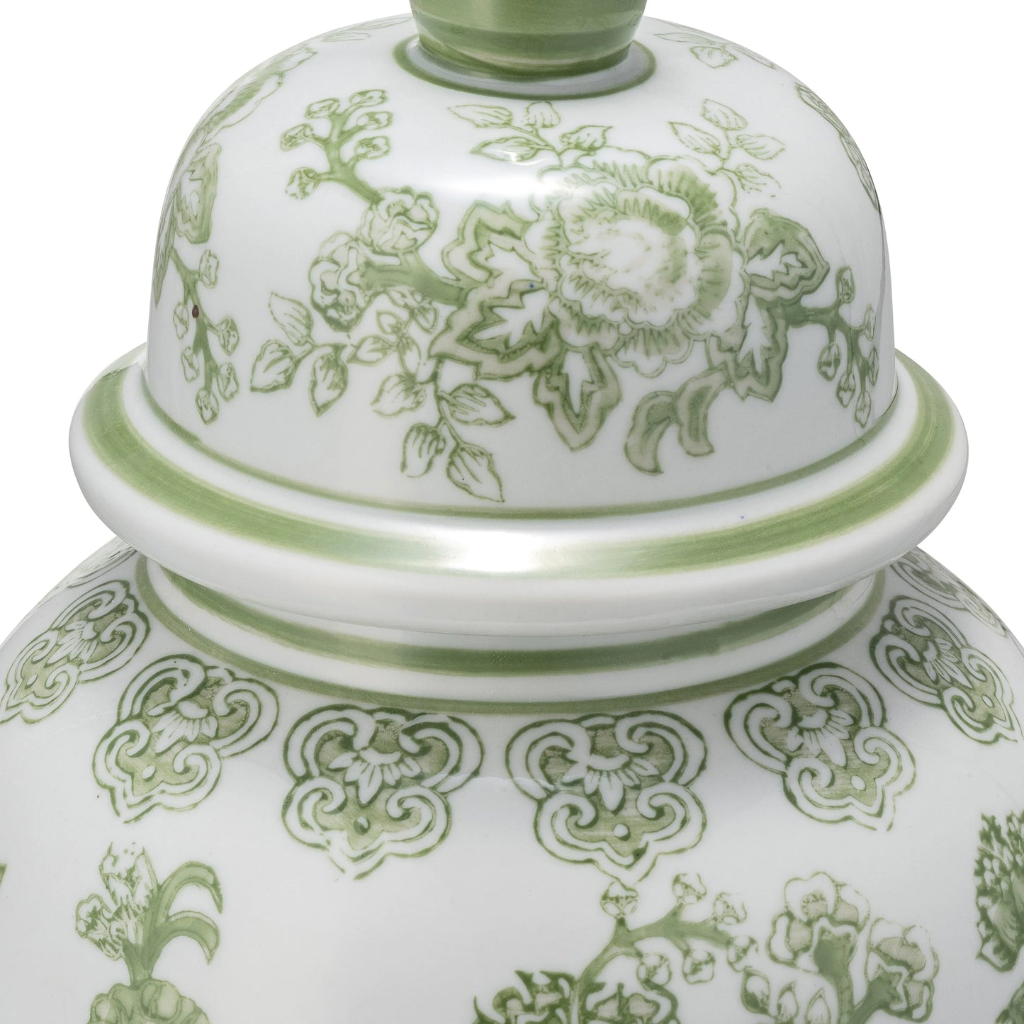 Sagebrook Home Chinoiserie Stoneware Ceramic Jar with Lid - Ornate Decorative Accent Piece