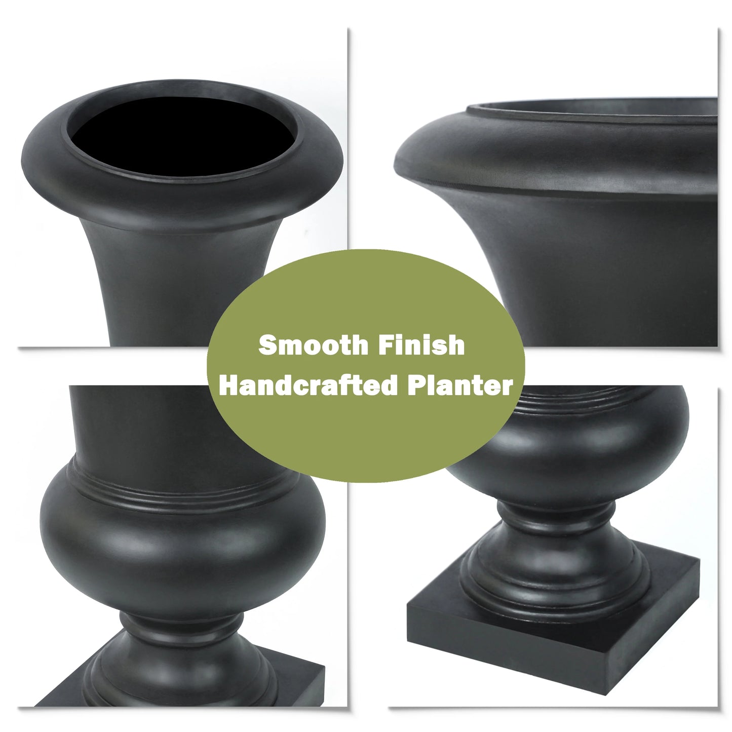22.75" H Handmade Fiber Stone Tall Urn Planter Pot
