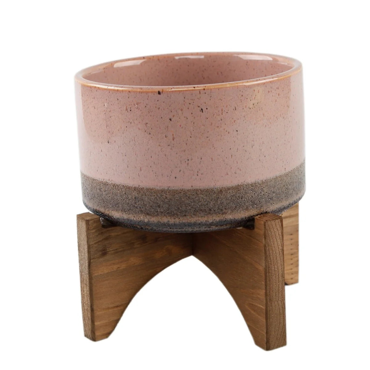 Mid-Century 6.25" Lava Pot on Woodstand