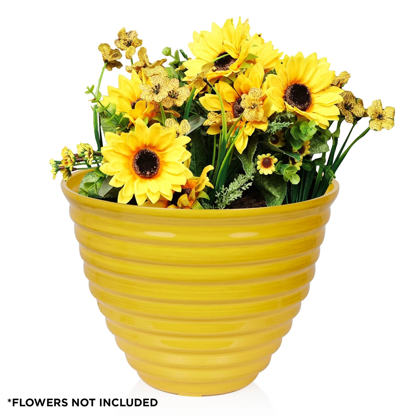 16" Yellow Glazed Planter